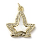 Brass Micro Pave Cubic Zirconia Pendants, Cadmium Free & Lead Free, with Shell, Starfish