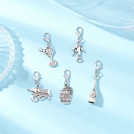 5шт Октоберфест Тибетский стиль сплав подвеска украшение, с цинковым сплавом застежками омаров коготь