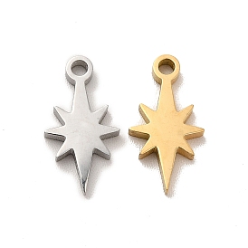 Ion Plating(IP) 304 Stainless Steel Charms, Laser Cut, Star