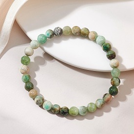 Натуральные зеленые яшмовые круглые бусины, эластичные браслеты для женщин и мужчин