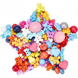 100g пластиковые кнопки, разнообразные, 1 отверстие и 2-луночное