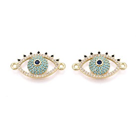 Подвески-соединители из латунного микропаве с небесно-голубым кубическим цирконием, ссылки сглаза, долговечный