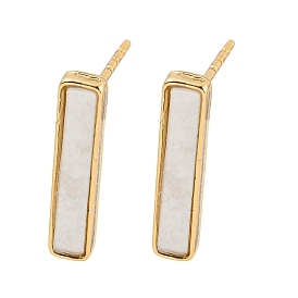 Alloy Stud Earring, with Acrylic Finding, Rectangle