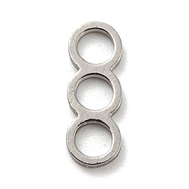 304 Stainless Steel Connector Charms, Three Ring Link