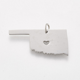 201 Stainless Steel Pendants, Map of Oklahoma