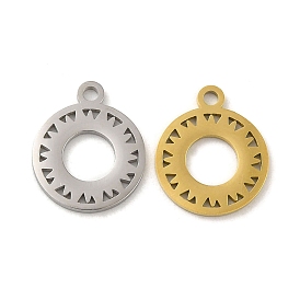 Ion Plating(IP) 304 Stainless Steel Charms, Ring with Sun Charm
