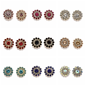 900 pcs 9 couleurs cabochons en verre strass, avec les accessoires en fer, tournesol, or