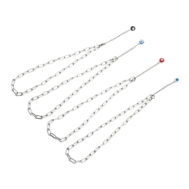 Eisen Büroklammer Kette Halsketten, mit 304 Hummerkrallenverschlüssen aus Edelstahl und Emaille-Anhängern aus einer Legierung aus bösem Blick