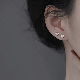 925 серьги-гвоздики в форме сердца из стерлингового серебра с прозрачным кубическим цирконием