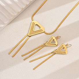 Винтажный стиль 201 серьги и ожерелья из нержавеющей стали с треугольными кисточками для женщин и вечеринок