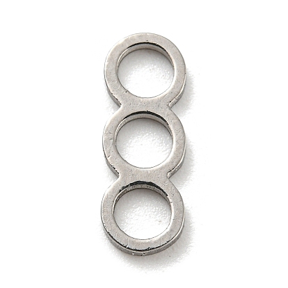 304 Stainless Steel Connector Charms, Three Ring Link