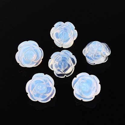 Perles sculptées en opalite, fleur rose