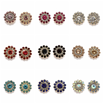 900 pcs 9 couleurs cabochons en verre strass, avec les accessoires en fer, tournesol, or