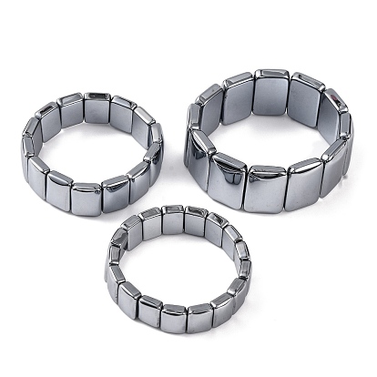 Прямоугольные эластичные браслеты из терагерцового камня с бисером для женщин и мужчин