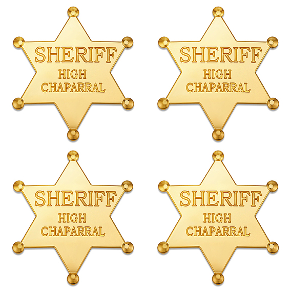 4piezas estrella de David con broche de sheriff, Pines de solapa de aleación para ropa de mochila