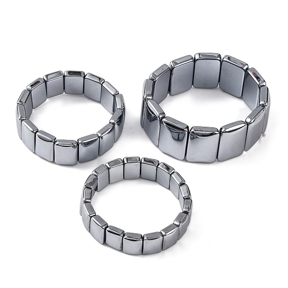 Прямоугольные эластичные браслеты из терагерцового камня с бисером для женщин и мужчин