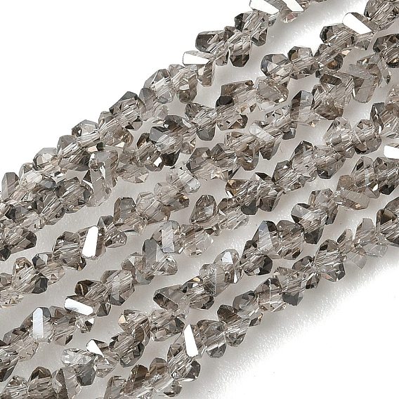 Electroplate Transparent Glass Beads Strands, Triangle, Faceted, AB Color