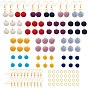 DIY Dangle Earring Making Kits, with Faux Mink Fur & Handmade Cloth Fabric & Polyester Covered Pendants, Golden Plated Brass Earring Hooks