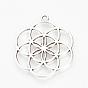 Tibetan Style Alloy Pendants, Flower, Cadmium Free & Lead Free,