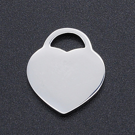 304 Stainless Steel Pendants, Heart, Stamping Blank Tag
