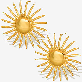 Stylish European and American 304 Stainless Steel Sun Stud Earrings