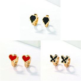 Stainless Steel Huggie Hoop Earrings, Acrylic Butterfly/Heart/Leaf Earring for Women