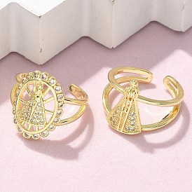 Латунные микро проложить манжеты кольца кубического циркония, Носа-Сеньора-Апаресида, реальный 18 k позолоченный