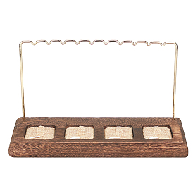 Expositor de madera para pendientes y anillos, estante de exhibición de la joyería, con fornitura de hierro y arpillera