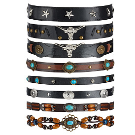 8 шт. 8 стили регулируемые ленты для шляп из искусственной кожи, с цинкового сплава нахождения