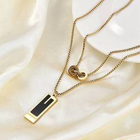 Ионное покрытие (ip) 304 нержавеющая сталь черная эмаль прямоугольная цепочка с подвеской для женщин