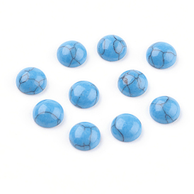 Synthetic Blue Turquoise Cabochons, Half Round