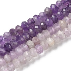 Природный аметист нитей бисера, граненые, рондель