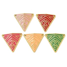 Rack Plating Brass Enamel Triangle Connector Charms, Real 18K Gold Plated, Long-Lasting Plated, Lead Free & Cadmium Free