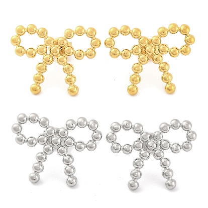 Ионное покрытие (ip) 304 серьги-гвоздики из нержавеющей стали для женщин, бантом