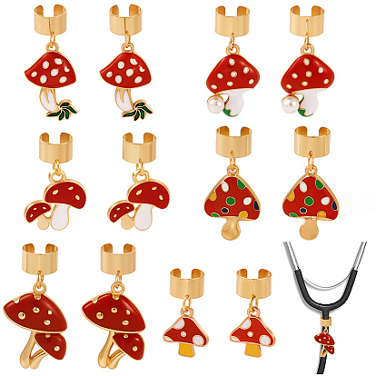 12 шт. подвесные украшения из эмалевого сплава в виде гриба, для украшения стетоскопа, с зажимом из нержавеющей стали