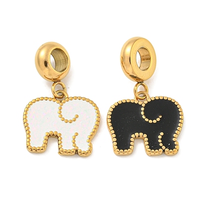 Ионное покрытие (ip) 304 европейские подвески из эмали из нержавеющей стали, подвески в виде слона с большими отверстиями, золотые
