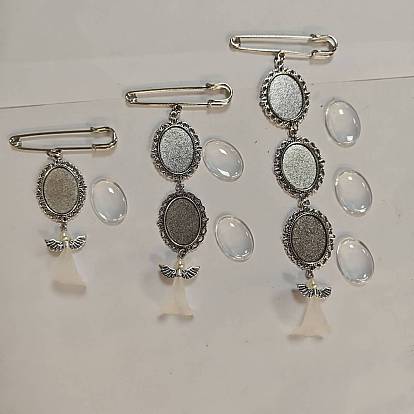Broche de fer, avec pendentif en acrylique et alliage et cabochons en verre