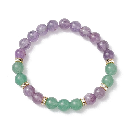 8.5Мм круглые браслеты из натуральных зеленых бусин с авантюрином и аметистом