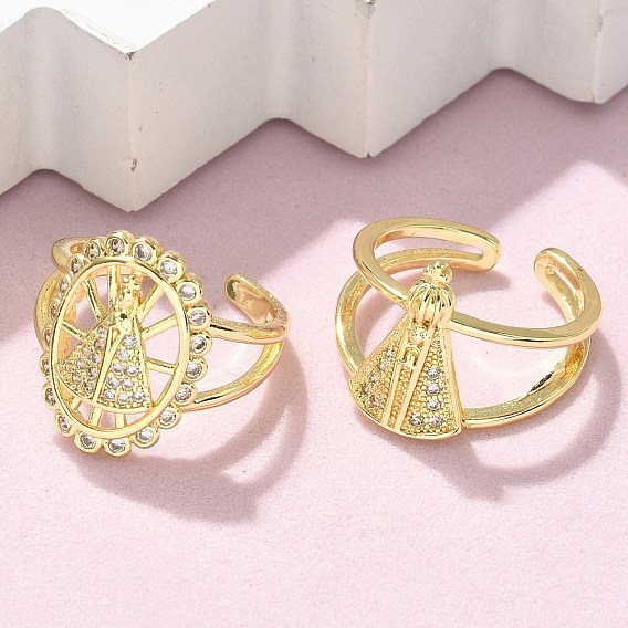 Латунные микро проложить манжеты кольца кубического циркония, Носа-Сеньора-Апаресида, реальный 18 k позолоченный