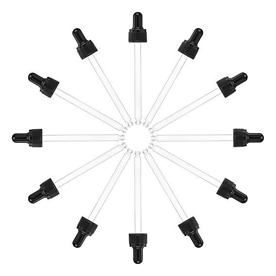 Стеклянные капельницы с прямым наконечником, с резиновой грушей и винтовой крышкой, для стеклянных бутылочек-капельниц эфирных масел