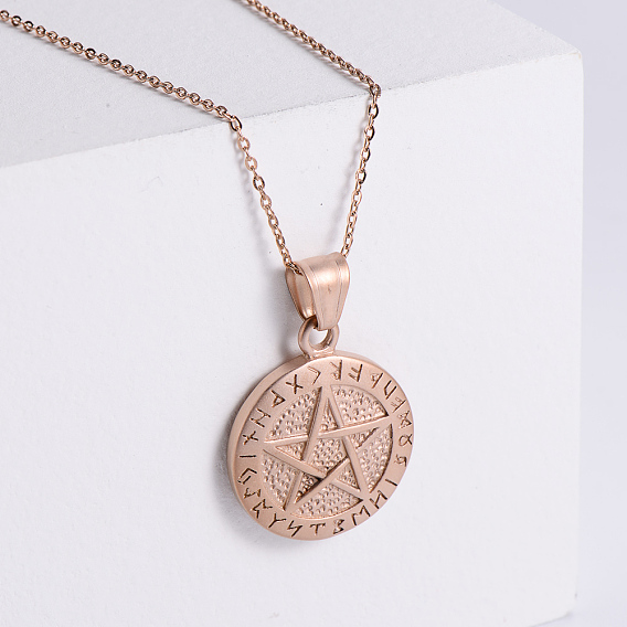 Винтажные панк-ожерелья из нержавеющей стали с подвеской в виде пентаграммы викинга для унисекс