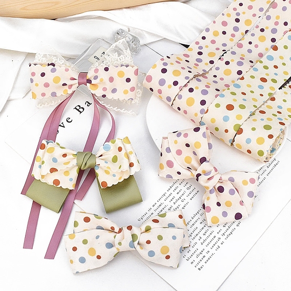 Повязки на голову из ткани с шелковой лентой в горошек