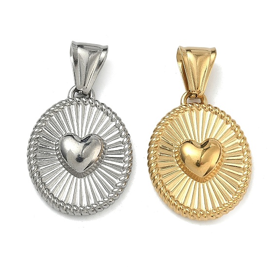 304 подвески из нержавеющей стали, Овальный кулон в виде солнечных лучей с подвеской в виде сердца