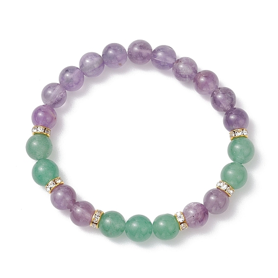 8.5Мм круглые браслеты из натуральных зеленых бусин с авантюрином и аметистом