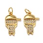 Brass Micro Pave Clear Cubic Zirconia Pendants, with Jump Ring, Boy