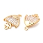 Brass Pave Clear Glass Connector Charms, Fish Links