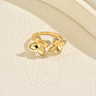 Brass Micro Pave Cubic Zirconia Cuff Open Rings for Women, Flower