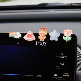 Resin Mini Girl/Star/Heart/Tulip/Rainbow Ornament, for Car Center Console Decoration