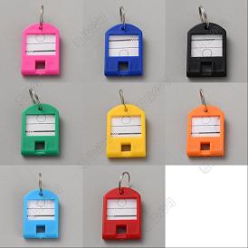 24 piezas 8 etiquetas para llaves de polipropileno (pp) de colores, con ventana de etiqueta de anillo dividido de hierro, para llavero con etiqueta de equipaje, arco