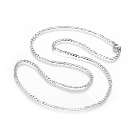 304 Stainless Steel Curb Chain Necklaces, with Lobster Claw Clasps